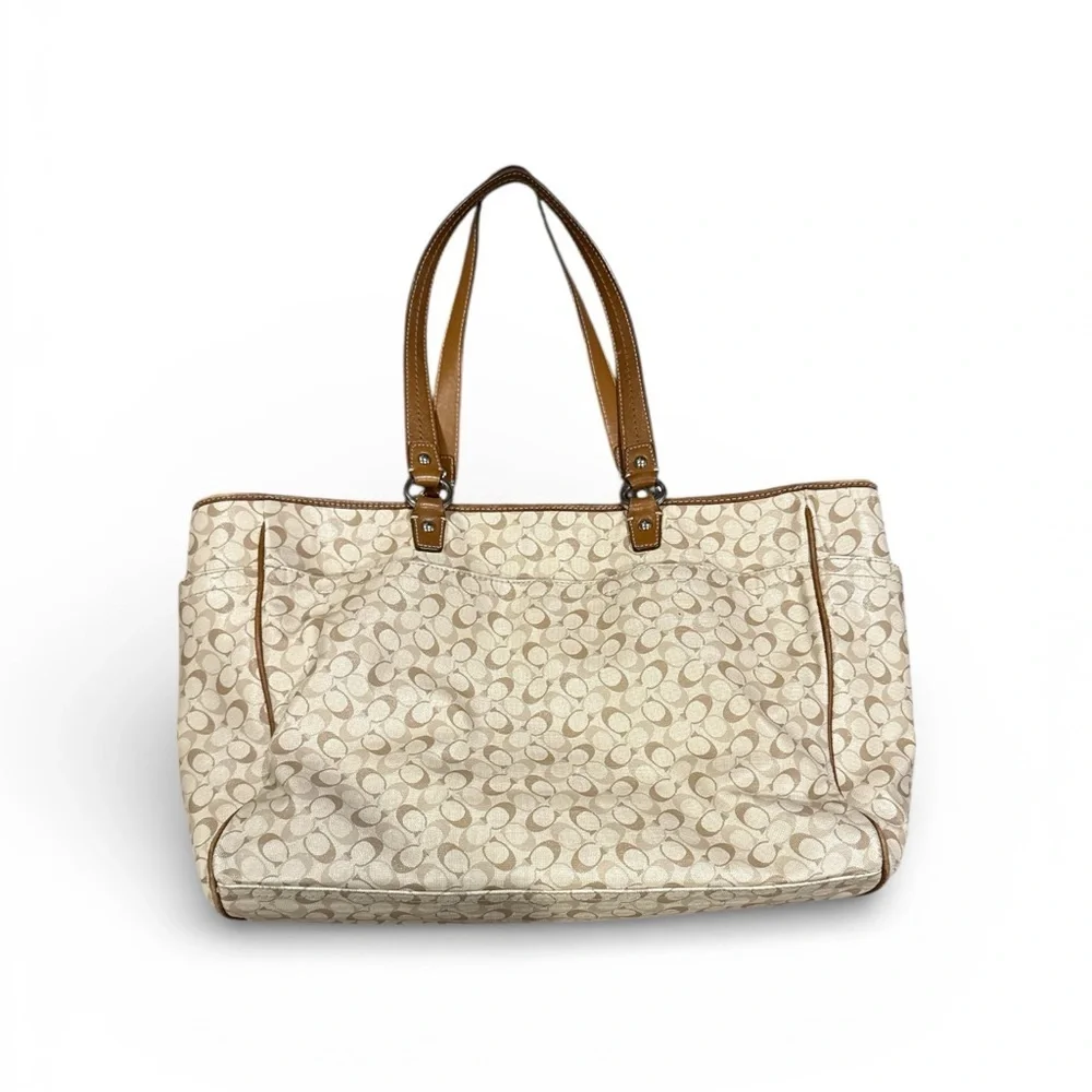 Coach Signature leather diaper Bag - Brown and Cream